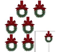 Mini crabe de Noël - Lot de 6 pièces avec nœuds de baies et ruban de 55 cm de long | Petite décoration artificielle pour l'intérieur, armoire, fenêtre, cuisine, fête, vacances, cadeaux