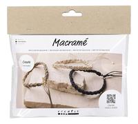 Mini Craft Kit Macramé, noir, brun olive, sable, Bracelet, 1 paquet