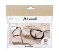 Mini Craft Kit Macramé, noir, brun olive, sable, Bracelet, 1 paquet