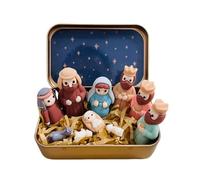 Mini crèche de Noël dans une boîte en fer blanc, petites figurines religieuses de la Sainte Famille de Jésus, pour bureau, maison, chambre à coucher, décorations de Noël (couleur #2)