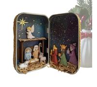 Mini crèche - Set de figurines de poche 3D portables, set pour crèche de poche, ornement religieux de Noël, coffret cadeau Jésus Marie Giuseppe | étagère pour bureau, maison, chambre à coucher, so