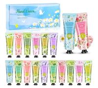 Mini Crèmes pour les Mains, 18 Pièces Coffret Crème Mains Réparatrice, Crème pour mains sèches et fissurées, Crème hydratante, Parfum jour Crème de nuit pour corps Pour fête mères Saint-Valentin