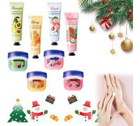 Mini Crèmes pour les Mains,Coffret Crème de Mains,4x Mini Crème Mains + 4x Baume à Lèvresde,Coffret Cadeau Femme pour Noël, Saint-Valentin,8 Pièces