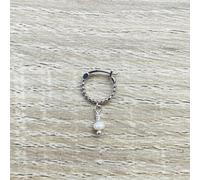 Mini créole boules perle blanche argent