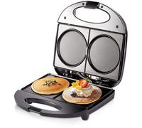 Mini-crêpière électrique - DEMA - Double plaque de cuisson - Revêtement antiadhésif - Cuisson rapide en 5 minutes