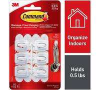 Command Crochets et Bandes, Mini, Blanc - 6 Crochets et 8 Bandes Adhésives - Accrochage sans Dommage