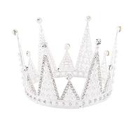 Mini Crown Cake Topper Metal Happy Birthday Cake Toppers de mariage Décorateur de gâteau de mariage exquis Élégant décoratif pour l'anniversaire de fête de mariage Silver 10x7,5 cm