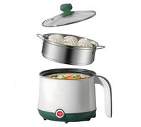 Mini Cuiseur Antiadhésif, 1.8 L Cocotte Électrique, Marmite Portable, Mini Cuiseur Portable Pour Steak, Pâtes, Œufs, Avoine, Ramen, Avec Cuiseur Vapeur Vert(Blanc + Vert)