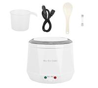 Mini cuiseur de riz 1,6 L, Robot Riz Robot Personal Cooking Tool Portable Maker Electric Lunch Box avec tasse à mesurer Assiette de vapeur pour une voiture 12V Utiliser le blanc