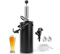 Mini cultivateur de fût de 3,6 l avec système de pompe à robinet, distributeur de bière en acier inoxydable de 3,6 l avec pompe à main, mini Growler de fût de bière, pompe portable pour bière