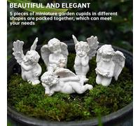 Mini Cupid Statue 5pcs,Angel Figurine,Angel Statue,Resin Angel Statuette,Mini Resin Angel Sculpture Cute Miniature Angel Garden Stakes Display Ornament Desk Figurines Decor