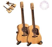 Mini Cute Edition Wooden Guitar Plectrum Case, Wooden Pick Storage Box with 3 Plectrums, Guitar Pick Mini Storage Box Holder, for Guitarists and Music Lovers (2PCS)