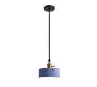 Mini Cylindrique Ciment Pendentif Lumière Rétro Industriel Terrazzo Chandelier Réglable Éclairage de L'Îlot de Cuisine avec Interrupteur Rotatif Coupe en Laiton, Nordic 6In Dinning Suspension Lampe A
