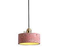 Mini Cylindrique Ciment Pendentif Lumière Rétro Industriel Terrazzo Chandelier Réglable Éclairage de L'Îlot de Cuisine avec Interrupteur Rotatif Coupe en Laiton, Nordic 6In Dinning Suspension Lampe A