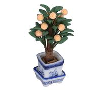 Mini Décor de Maison de Poupée en Forme D'oranger 1:12, Décoration en Pot en Porcelaine Bleue et Blanche, Vive et Réaliste, Cadeaux pour Enfants, Accessoire Photo, pour Scène de