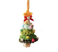 Mini décoration de sapin de Noël fabriquée à la main au crochet avec clochette pour rétroviseur de voiture et décoration d'intérieur (vert encre)