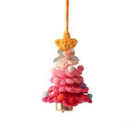 Mini décoration de sapin de Noël faite à la main au crochet pour voiture et maison avec nœud papillon et grelot (rouge)