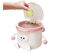 Mini Desk Trash Can - Portable Handle Versatile Use | Decorative Wastebasket Garbage Bin Doubles As Pen Holder | For Dorm Bedside Bathroom Living Room, Office Countertop Cleaning ABS 18.7x17.5x13.2cm