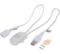 Mini Détecteur de Mouvement PIR, Capteur Infrarouge Interrupteur Interface Lumière Automatique Intérieure Ampoules Bande DIY LED USB Commutateur Closet Sensor Switch 2A DC 5-24V éclairage(Blanc)