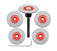 Mini Diamond Tile Disc-5 Pieces 40 mm Cutting Disc and 1 Piece 6 mm Round Shank for Glass Jade Marble Granite Artificial Stone Porcelain Ceramic