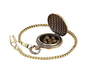 Mini Dice Set - 6.5cm Pocket Watch Dice Box Dragon Pattern | 7 Piece Zinc Alloy Metal Polyhedral Dīce | Role Playing Board Game Accessory for RPG | 60g Chain 38cm