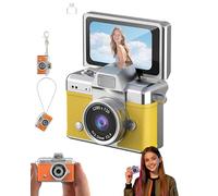 Mini Digital Camera with 1.47 in LCD Screen，1080p Flip Screen Mini Camera with Built-in Flash,64GB Memory,for Travel, Study, and Daily Use(Yellow)