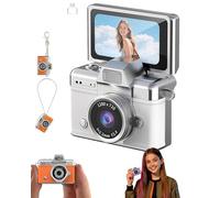 Mini Digital Camera with 1.47 in LCD Screen，1080p Flip Screen Mini Camera with Built-in Flash,64GB Memory,for Travel, Study, and Daily Use(White)