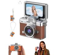 Mini Digital Camera with 1.47 in LCD Screen，1080p Flip Screen Mini Camera with Built-in Flash,64GB Memory,for Travel, Study, and Daily Use(Brown)
