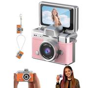 Mini Digital Camera with 1.47 in LCD Screen，1080p Flip Screen Mini Camera with Built-in Flash,64GB Memory,for Travel, Study, and Daily Use(Pink)