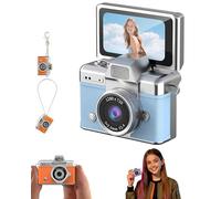 Mini Digital Camera with 1.47 in LCD Screen，1080p Flip Screen Mini Camera with Built-in Flash,64GB Memory,for Travel, Study, and Daily Use(Blue)