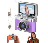 Mini Digital Camera with 1.47 in LCD Screen，1080p Flip Screen Mini Camera with Built-in Flash,64GB Memory,for Travel, Study, and Daily Use(Purple)