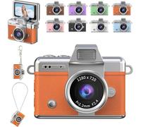 Mini Digital Camera with 1.47 in LCD Screen, 1080P Flip Screen Mini Camera with Built-in Flash & Flip Display, 64GB Memory, for Travel & Daily Use (Orange)