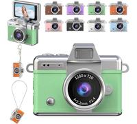 Mini Digital Camera with 1.47 in LCD Screen, 1080P Flip Screen Mini Camera with Built-in Flash & Flip Display, 64GB Memory, for Travel & Daily Use (Green)