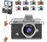 Mini Digital Camera with 1.47 in LCD Screen, 1080P Flip Screen Mini Camera with Built-in Flash & Flip Display, 64GB Memory, for Travel & Daily Use (Black)
