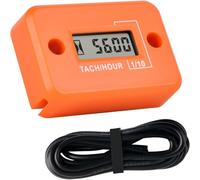 Mini Digital Tachometer Hour Counter,Accumulated TOT Hours,Real Time RPM Display,Battery Operation for Lawn Mower ZTR Generator (Orange)