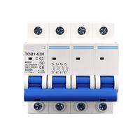 Mini-disjoncteur 4P AC MCB TOB1-63 C Type 230/400 V~ 50 Hz/60 Hz, 1 pièce(4P 6A)