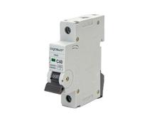 Mini disjoncteur automatique 1P, 40 A, courbe C, gris, protège les circuits contre les surcharges et les courts-circuits. Compact et efficace, idéal pour les résidences et les commerces.