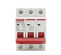 Mini-disjoncteur DZ47 3P 3A-63A 400V C Type MCB Protection contre les courts-circuits et surcharges Montage sur rail DIN 35 mm Pouvoir de coupure 6KA(25 V)