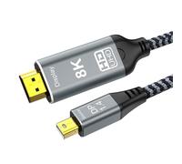 Mini DisplayPort à câble HDMI, 6ft 8K@60Hz 4K@120Hz Mini DP1.4 unidirectionnel vers HDMI, Thunderbolt 1 et 2, compatible avec MacBook iMac Surface Dell XPS Surface Pro PC 2009-2025