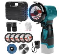 Mini Disqueuse Sans Fil, 18V 22000RPM 76mm Mini Meuleuse D'Angle Sans Fil Kit Complet Outil De DéCoupe éLectrique Avec 2 Batteries 1300mah, 7 Disques Pour MéTal,Bois,Carrelage Meuler, Polir, Couper