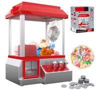 Mini distributeur automatique |.Mini machine à griffes alimentée par batterie avec 10 petits jouets en peluche et 24 jetons, jeu électronique amusant et cool, anniversaire de Noël pour enfants âgés