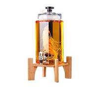 Mini distributeur de boissons avec réservoir d'eau et robinet, refroidisseur de boissons de 7,5 l avec couvercle, distributeur de boissons en verre pour boissons glacées, parfait pour les fêtes et les