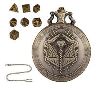 Mini DN'D Dice - Alloy | Steampunk Retro Five Dragon Heads Pocket Watch | Pocket Watch Dice | Steampunk Board Game | Vintage Glow Wand Case | Portable Board Game Dicce Holder | Fantasy Style Dicce to
