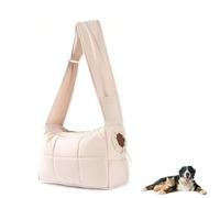 Mini Dog Purse Carrier, Artificial Plush/Canvas Cute Animals Bags, with Safety Buckle, Travel Safety Harness for Carry Small Dogs and Cats (Beige)