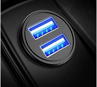 Mini Double Adaptateur Metal Allume Cigare USB pour Smartphone Samsung Galaxy S7 Edge Prise Double 2 Ports Voiture Chargeur Univ (Noir)