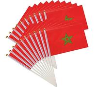 Mini Drapeau À Main 20pcs Small Maroc Flag Maroc National Stick Flag Small Country Flag pour Les Défilés Sports Événements