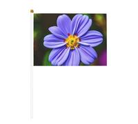Mini drapeau à main avec lance - Couleur vive et résistant à la décoloration - Motif fleurs violettes