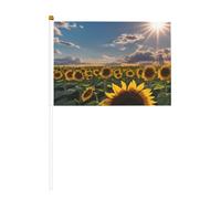 Mini drapeau à main avec lance - Couleur vive et résistant à la décoloration - Motif tournesols - Blanc
