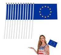 Mini drapeau à main l'Union européenne,Drapeau de pôle miniature UE,Drapeaux des UE,Mini Drapeaux UE,pour événements sportifs Memorial Day et célébrations nationales,14X21cm,10 pièces