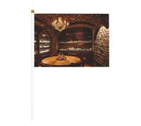 Mini drapeau de cave à vin rouge, mât solide blanc - Couleurs vives et résistant à la décoloration - Drapeaux à main avec lance